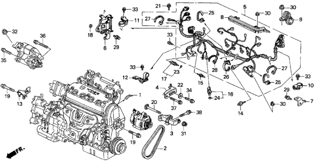 1993 Honda Del Sol Label, Plug Caution Diagram for 17274-P28-A00