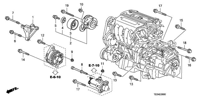 2011 Honda Accord Engine Mounting Bracket (L4) Diagram