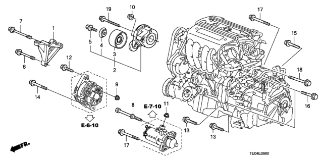 2009 Honda Accord Engine Mounting Bracket (L4) Diagram