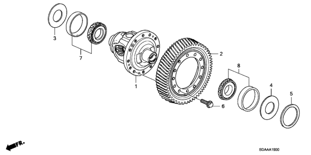 2007 Honda Accord Differential Assembly Diagram for 41100-RKE-000