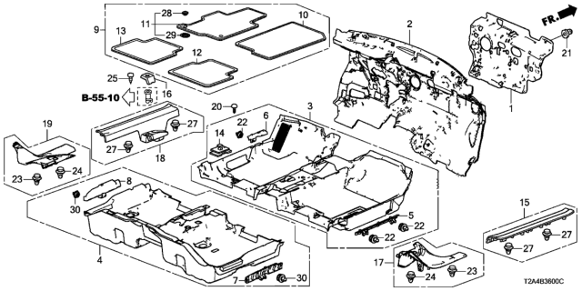 2013 Honda Accord Floor Mat, L. RR. *NH167L* (GRAPHITE BLACK) Diagram for 83604-T2A-A01ZA