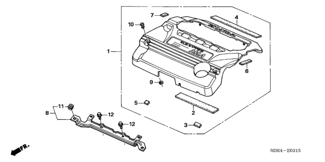 2006 Honda Accord Hybrid Rubber A, Engine Cover Diagram for 17141-RCJ-A00