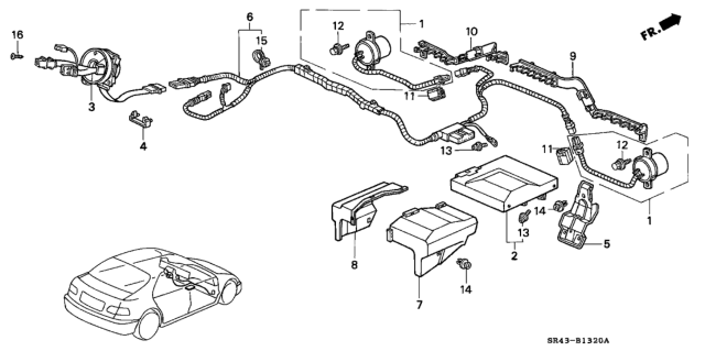 1993 Honda Civic SRS Unit Diagram