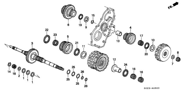 2000 Honda Civic Mainshaft Diagram for 23210-P4P-A01