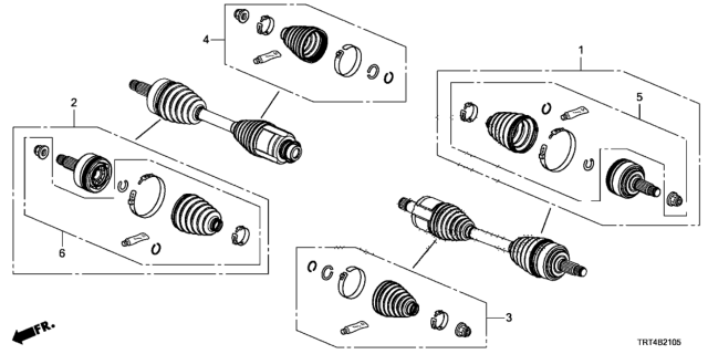 2019 Honda Clarity Fuel Cell Front Driveshaft Set Short Parts Diagram