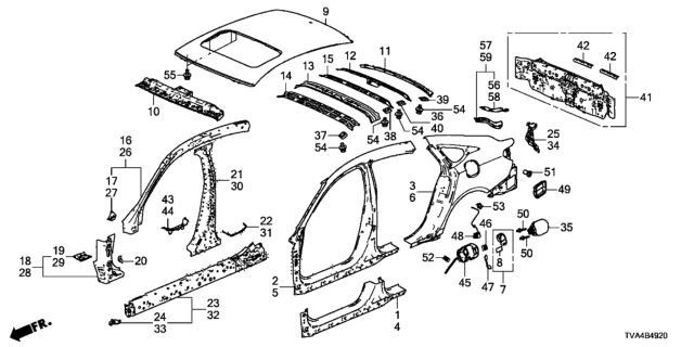 2018 Honda Accord Panel, L. Side Sill Diagram for 04641-TVA-A00ZZ