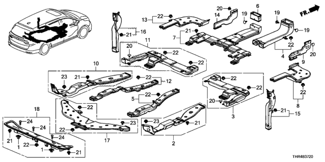2022 Honda Odyssey Duct, Floor Heat Slide Joint Diagram for 83323-THR-A00