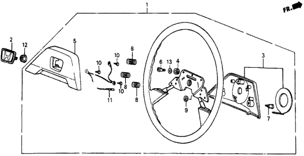 1987 Honda Civic Wheel, Steering (Black) (Nippon Purasuto) Diagram for 53110-SB3-955ZA