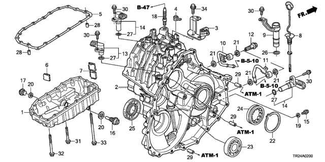 2014 Honda Civic 4 Door MX KL CVT AT Transmission Case Diagram