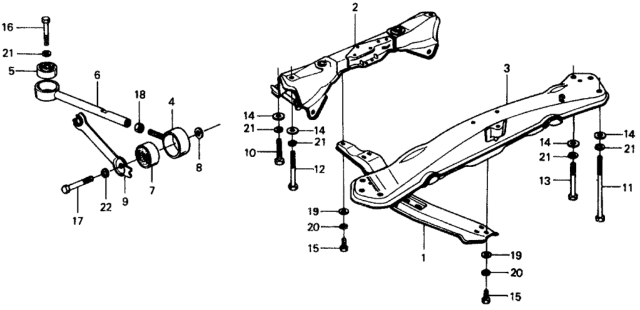 1976 Honda Civic Beam, Center Diagram for 50100-657-671