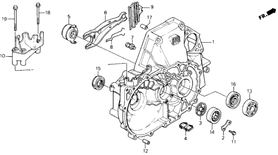 1996 Honda Prelude MT Clutch Housing Diagram