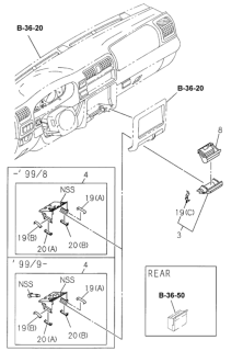 1998 Honda Passport 4 Door 4LX-W KA 5MT Ashtray Diagram