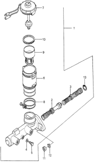1980 Honda Accord 3 Door STD KA HMT Brake Master Cylinder Diagram