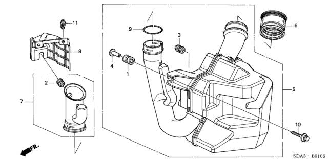 2006 Honda Accord Tube Assembly C, Air Inlet Diagram for 17254-RAA-A10