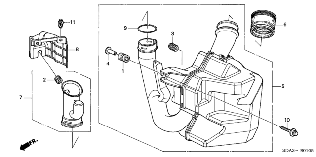 2004 Honda Accord Cover, Air In. Diagram for 17255-RAA-A00