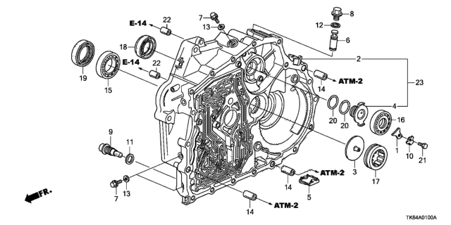 2009 Honda Fit Set, Torque Converter Case Diagram for 21111-RP5-306