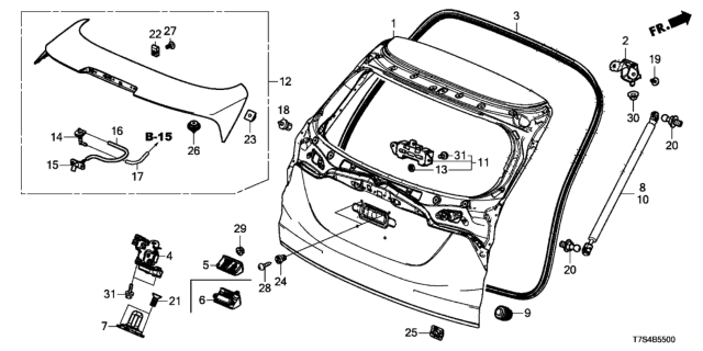 2018 Honda HR-V Weatherstrip Diagram for 74440-T7A-003