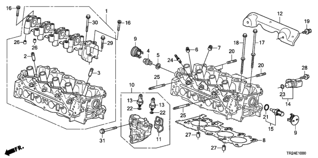 2013 Honda Civic Cylinder Head Assembly Diagram for 12100-RBJ-J00