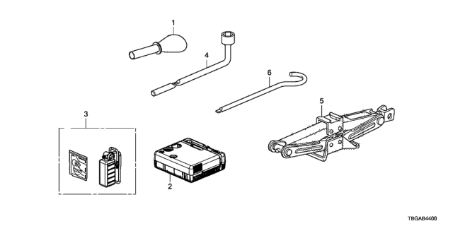 2020 Honda Civic Tools - Jack Diagram