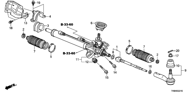 2012 Honda Odyssey End, Tie Rod Diagram for 53540-SJC-A01