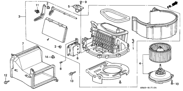 1994 Honda Civic 2 Door EX (ABS) KA 5MT Heater Blower Diagram