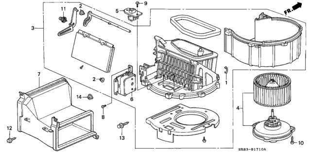 1995 Honda Civic Blower Sub-Assy. Diagram for 79305-SR3-A01