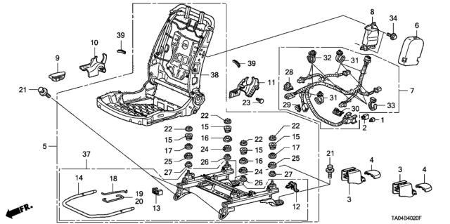 2009 Honda Accord Frame, R. FR. Seat Diagram for 81126-TA0-K32