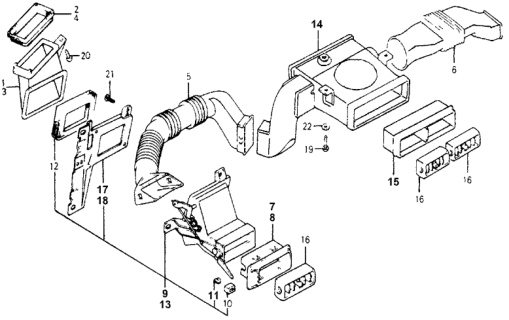 1976 Honda Accord Duct Assy., Center Diagram for 64460-671-671