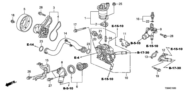 2013 Honda Civic Water Pump (1.8L) Diagram