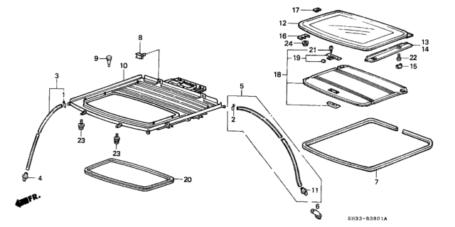 1989 Honda Civic Cover, L. Stay Diagram for 70625-SH3-000