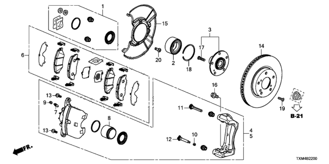 2021 Honda Insight Splash Guard, Front Diagram for 45255-TXM-A01