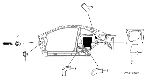 2006 Honda Civic Seal, L. Quarter Hole Diagram for 74554-SVA-A01