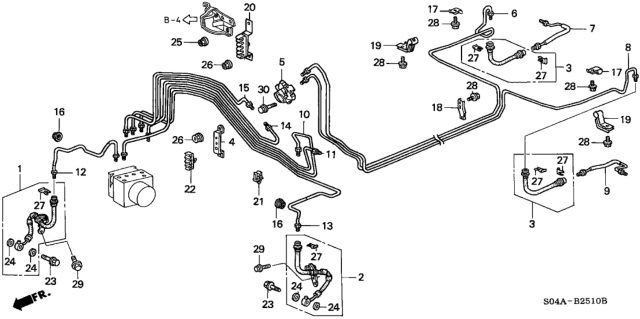2000 Honda Civic Pipe E, R. Brake Diagram for 46331-S04-000
