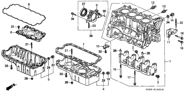 1999 Honda Civic Cylinder Block - Oil Pan (SOHC) Diagram