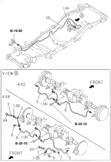 1999 Honda Passport 4 Door 4LX-W KA 5MT Brake Piping Oil (Rear Chassis) Diagram