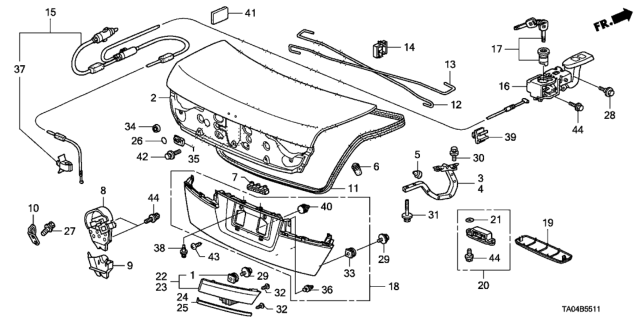 2011 Honda Accord Garnish *NH578* Diagram for 74895-TA0-A21ZC