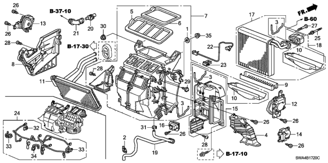 2009 Honda CR-V Heater Sub-Assy. Diagram for 79106-SWA-A01