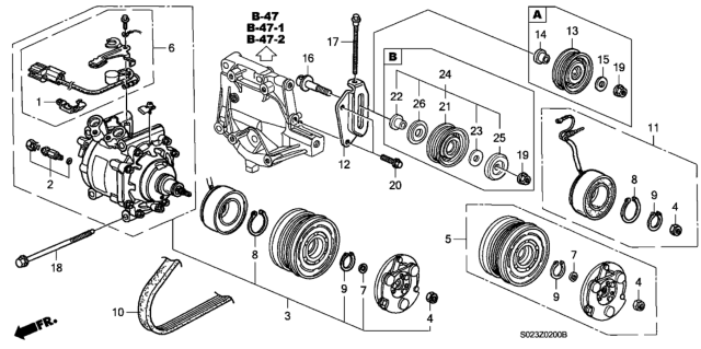 1999 Honda Civic A/C Compressor (Sanden) Diagram 2