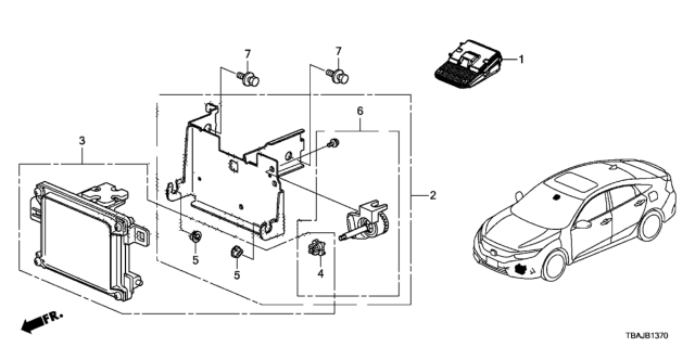 2018 Honda Civic 4 Door TOUR (TURBO) KL CVT Camera - Radar Diagram