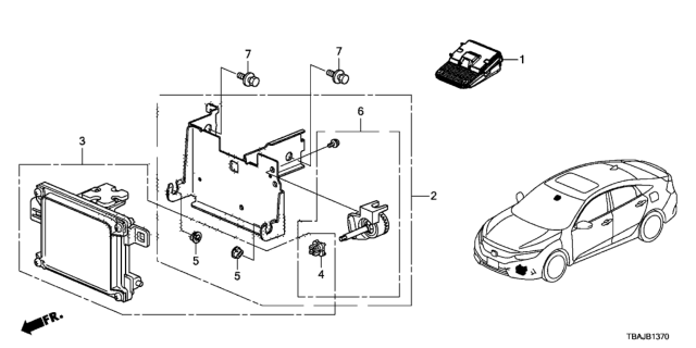 2018 Honda Civic CAMERA ASSY., MONOCULAR (REWRITABLE) Diagram for 36160-TEG-A02