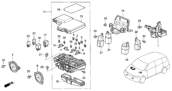 1998 Honda Odyssey 5 Door EX KA 4AT Control Unit (Engine Compartment) Diagram