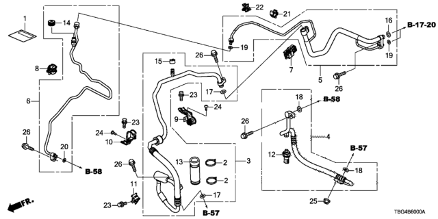 2017 Honda Civic 2 Door EX (TURBO/CVT/LEATHER) KL CVT A/C Air Conditioner (Hoses/Pipes) Diagram