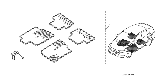 2013 Honda Insight All Season Floor Mats Diagram