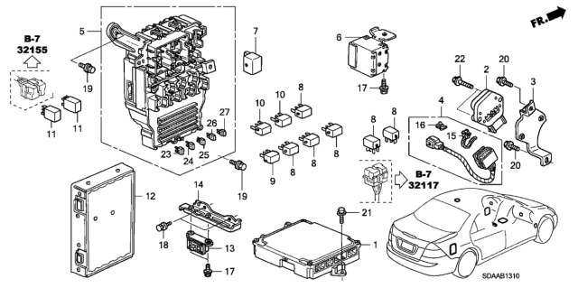 2007 Honda Accord Control Unit (Cabin) Diagram