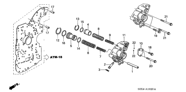 2002 Honda Odyssey 5 Door EXL (LEATHER RES) KA 5AT AT Accumulator Body Diagram