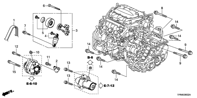 2013 Honda Crosstour 5 Door EXL (4WD) KA 6AT Alternator Bracket  - Tensioner (V6) Diagram