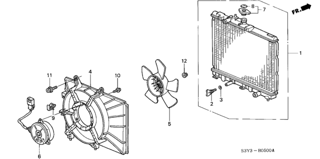 2000 Honda Insight Radiator (Denso) Diagram