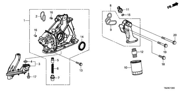 2017 Honda Ridgeline 4 Door RTL (AWD) KA 6AT Oil Pump Diagram
