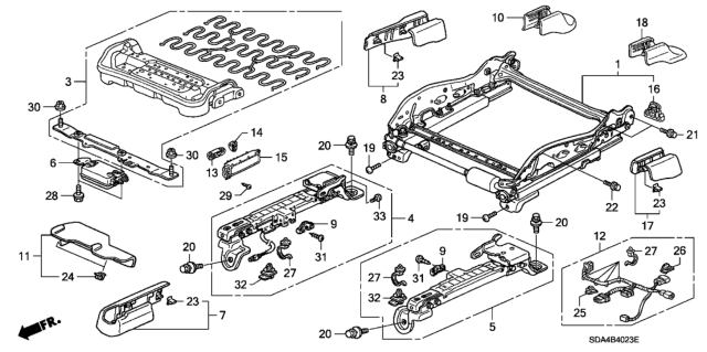 2004 Honda Accord Frame, FR. Seat Cushion Diagram for 81139-SDA-A21