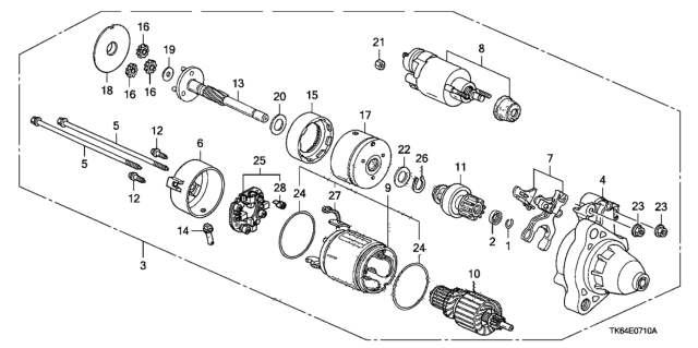 2012 Honda Fit Starter Motor (Denso) Diagram